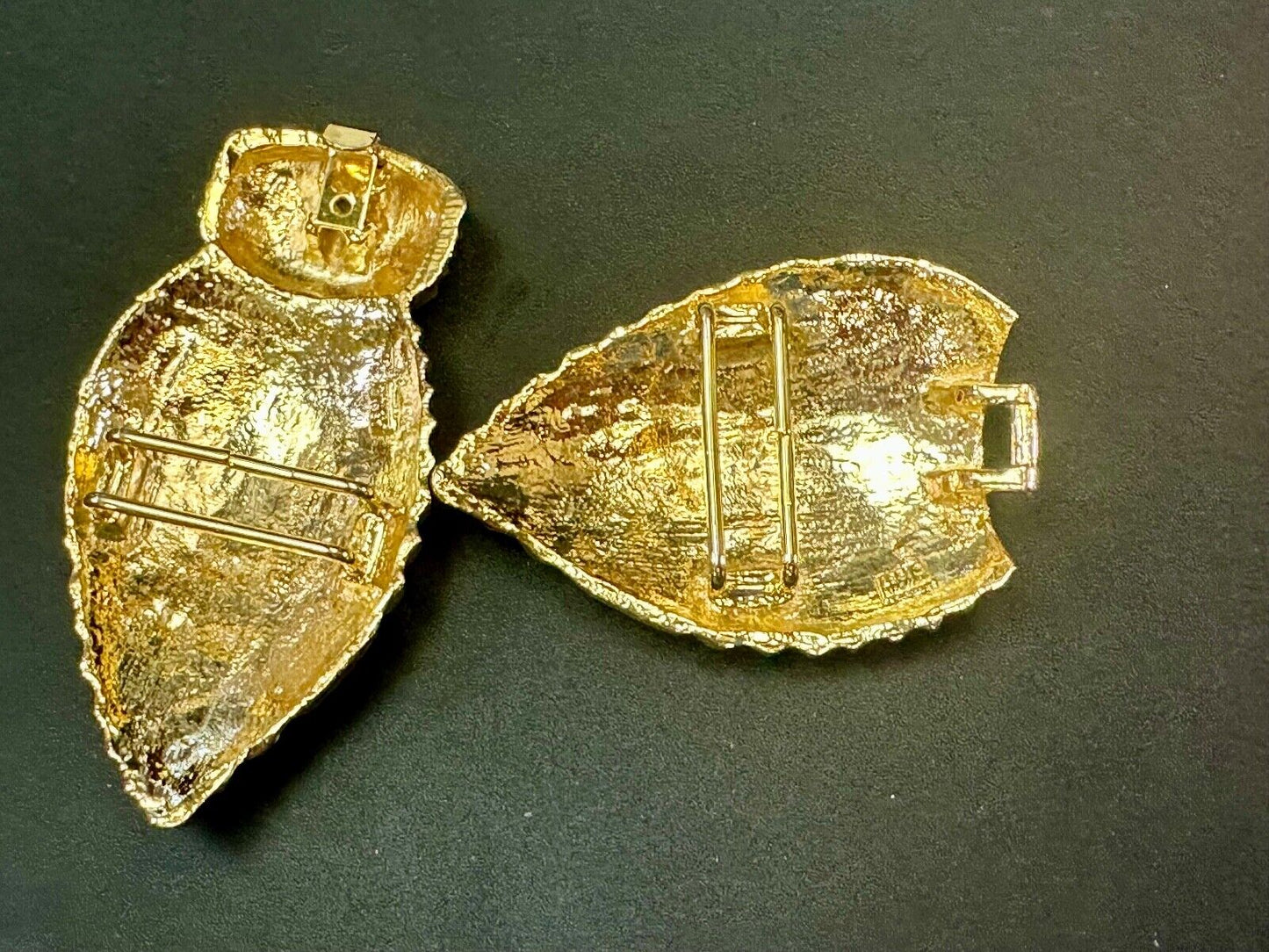 two piece large leaf interlocking gold tone vintage 80's Mimi Di N belt buckle