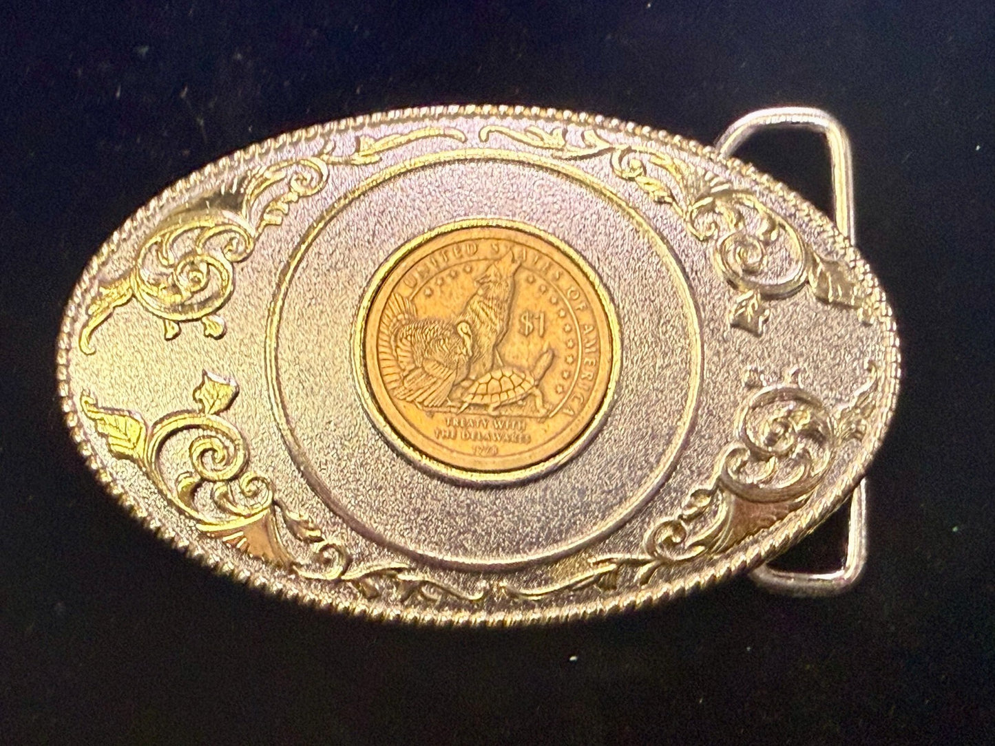 United States of America Treaty Delaware Dollar Coin Collectors FCM Belt Buckle