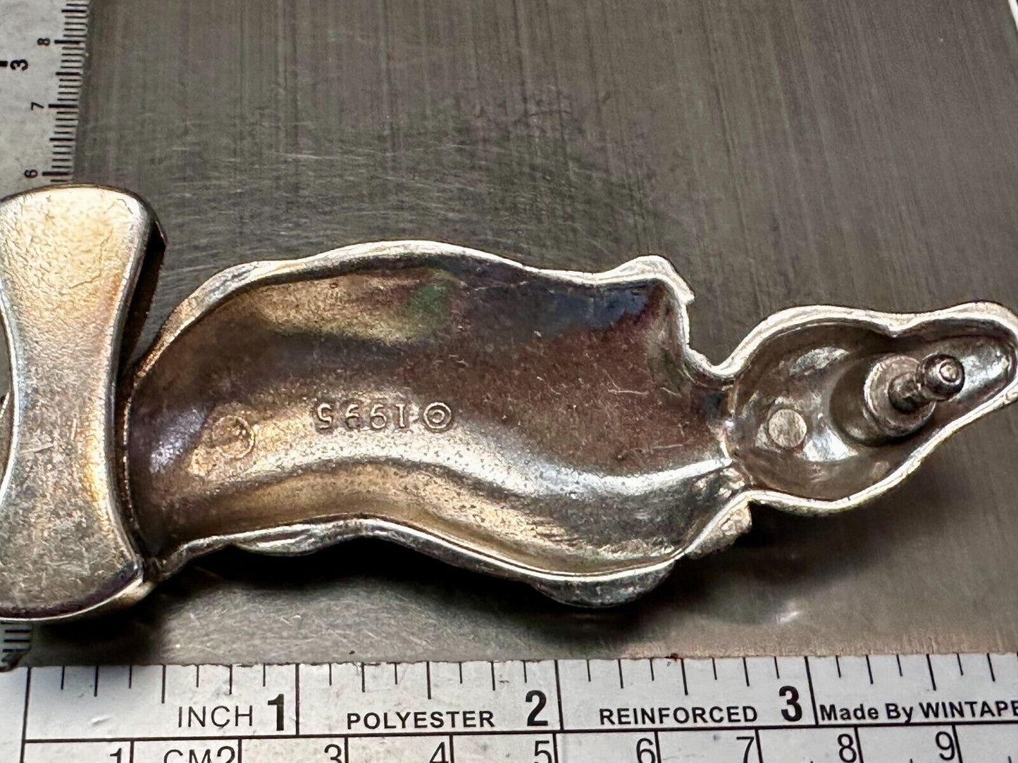 Alligator Crocodile Figural Silver Tone Vintage 1995 Belt Buckle