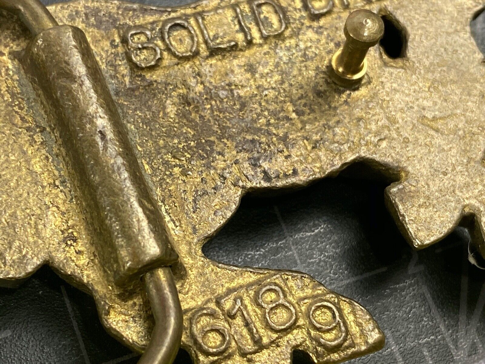 Unicorn Solid Brass Hippy Style Belt Buckle - Signed 6189 Taiwan