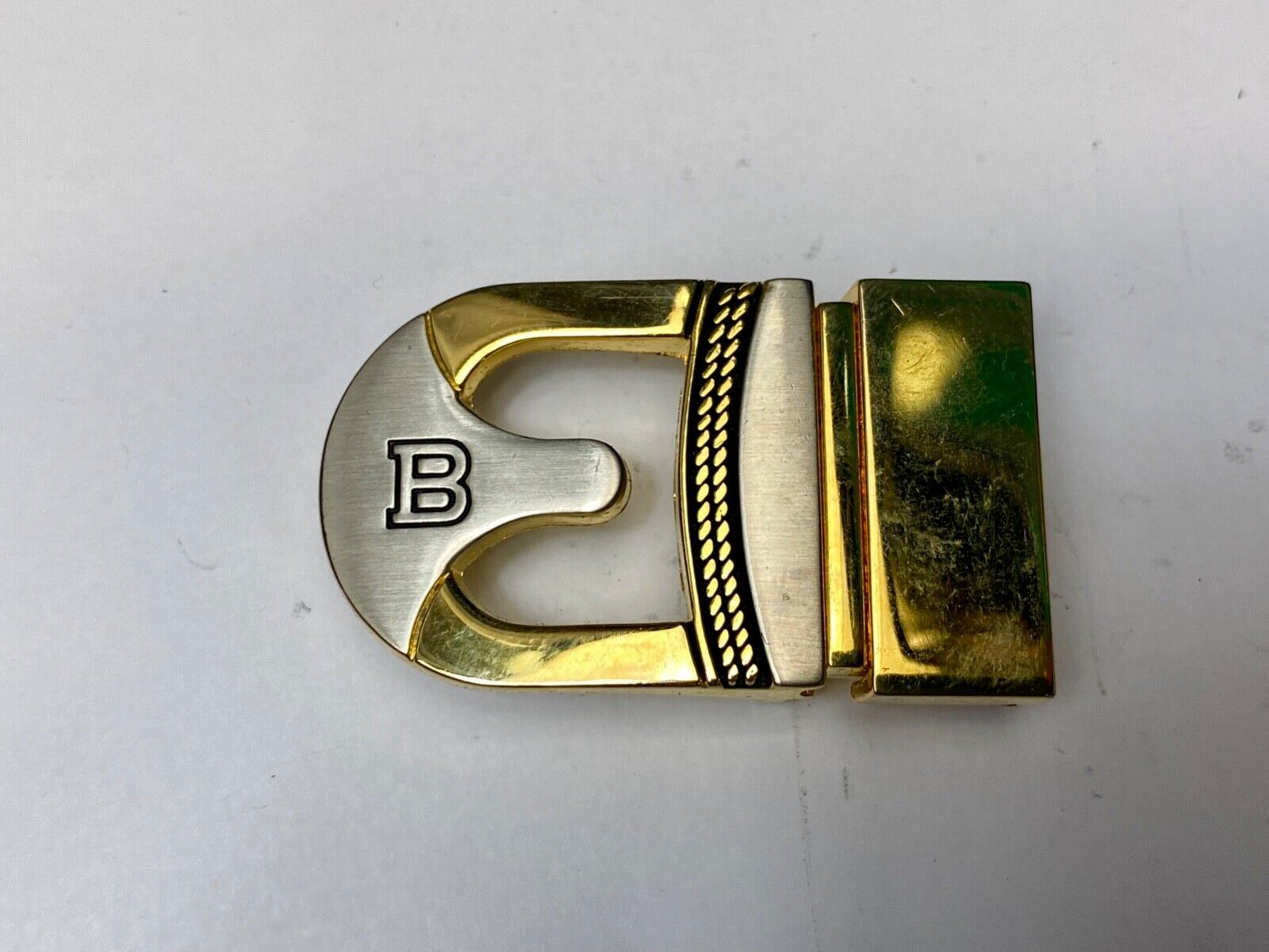 Vintage Letter Initial Monogram B two tone formal small belt buckle