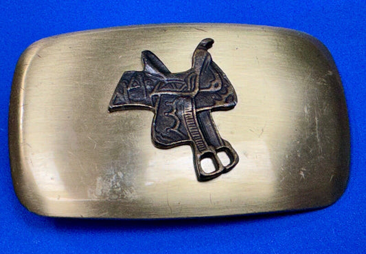 Vintage Chambers Horse saddle on western belt buckle