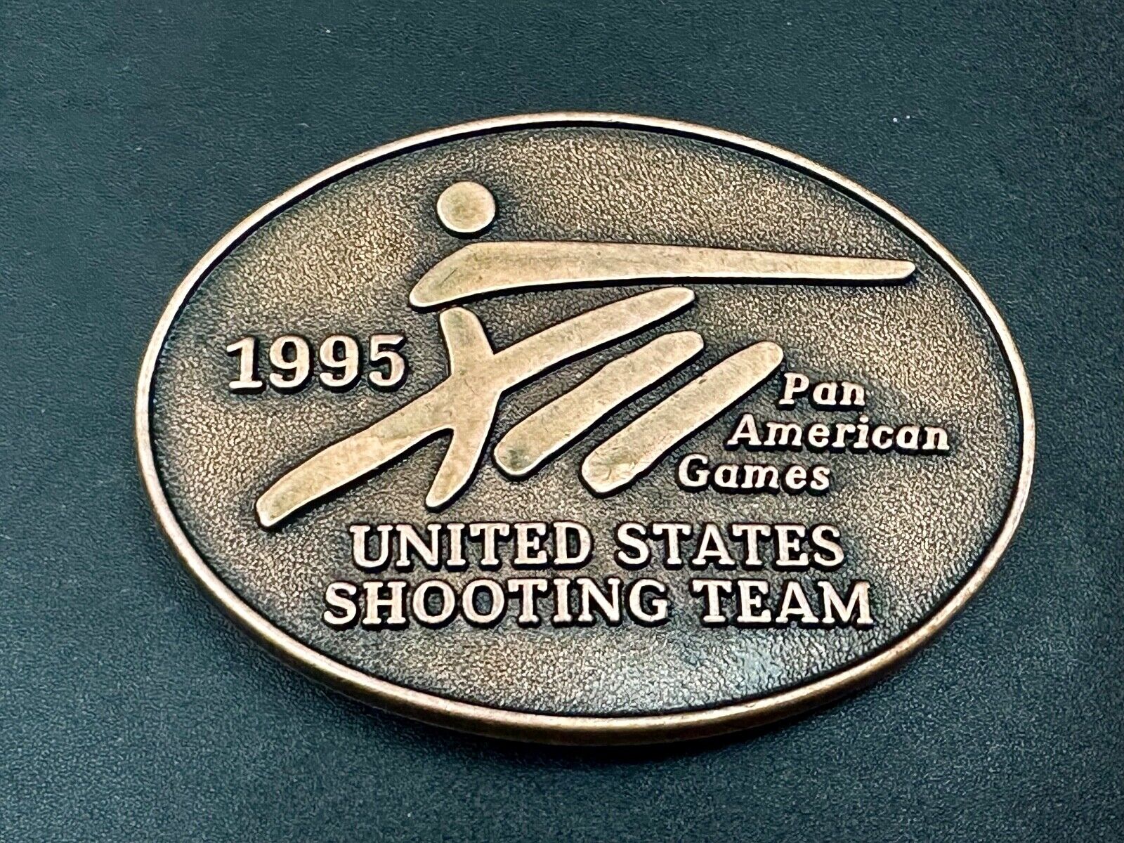 1995 United States US Shooting Team Pan American Am games belt buckle
