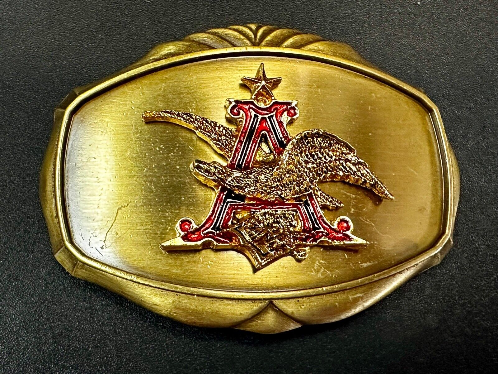Anhesier Busch Beer Vintage 1970's Raintree western framed Belt Buckle