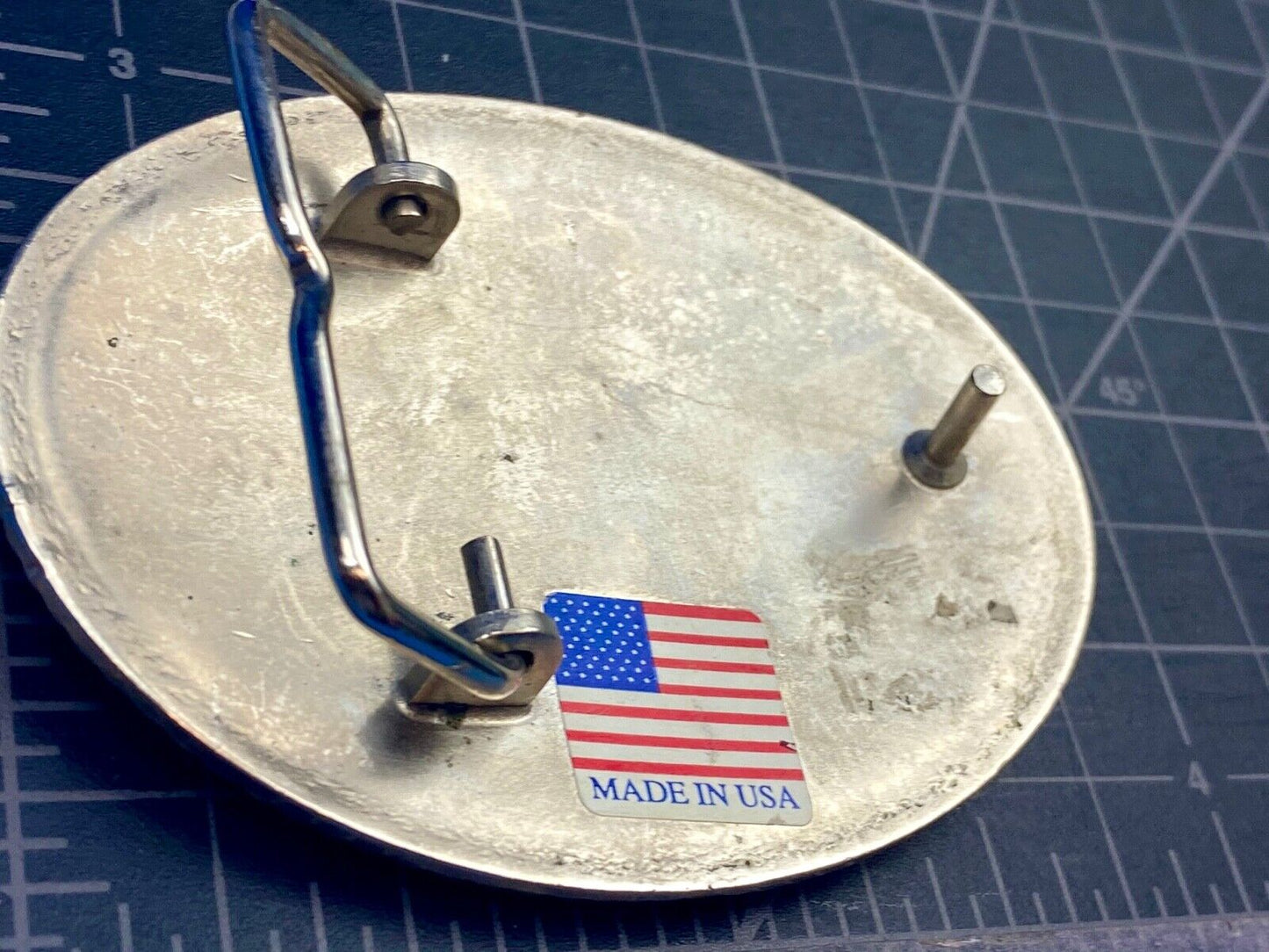 Vintage Etched USA made western flying wings wide eagle belt buckle 