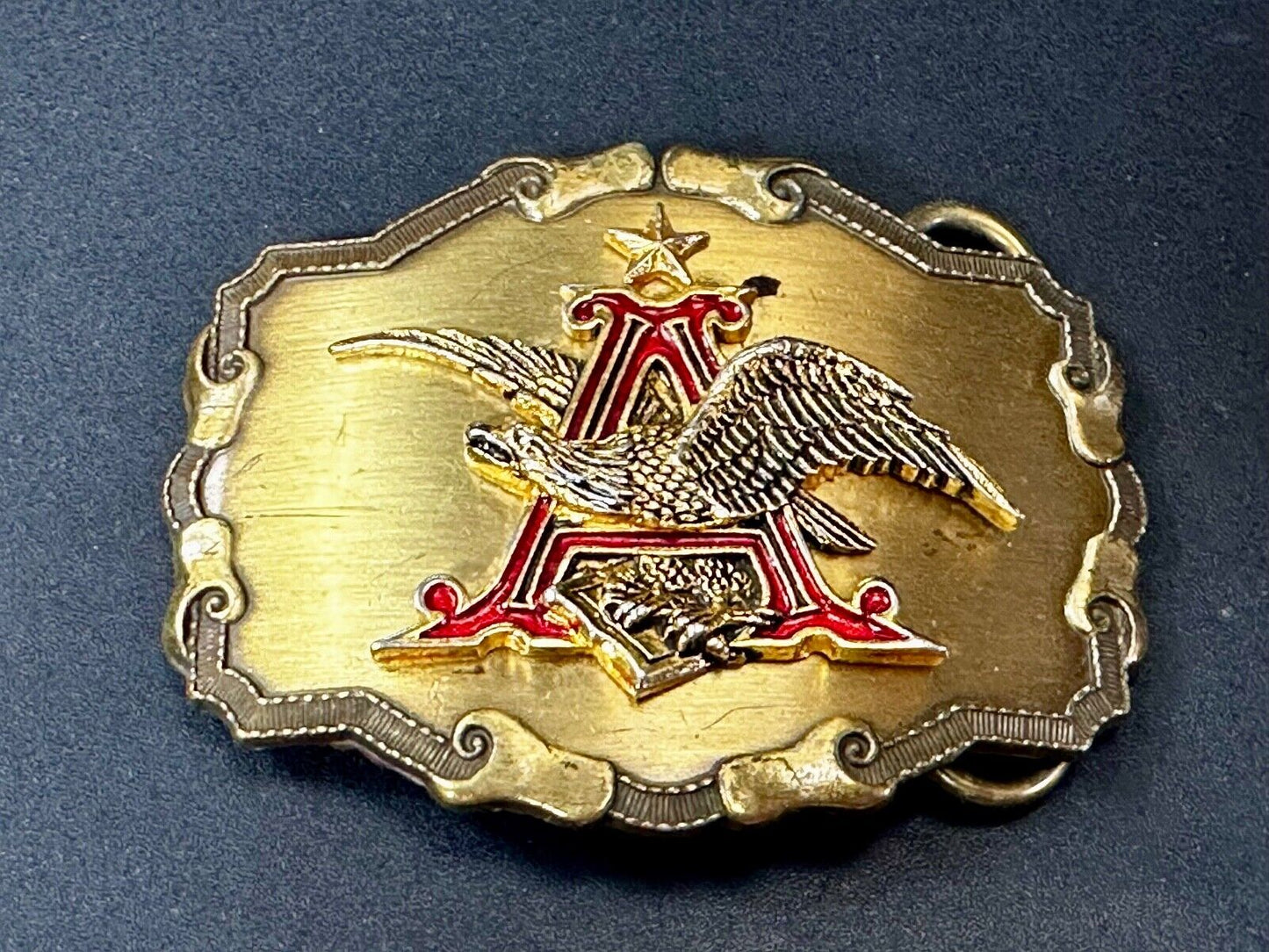 Anheuser-Busch Eagle Beer Co Vintage Western Framed Belt Buckle by Rain-Tree