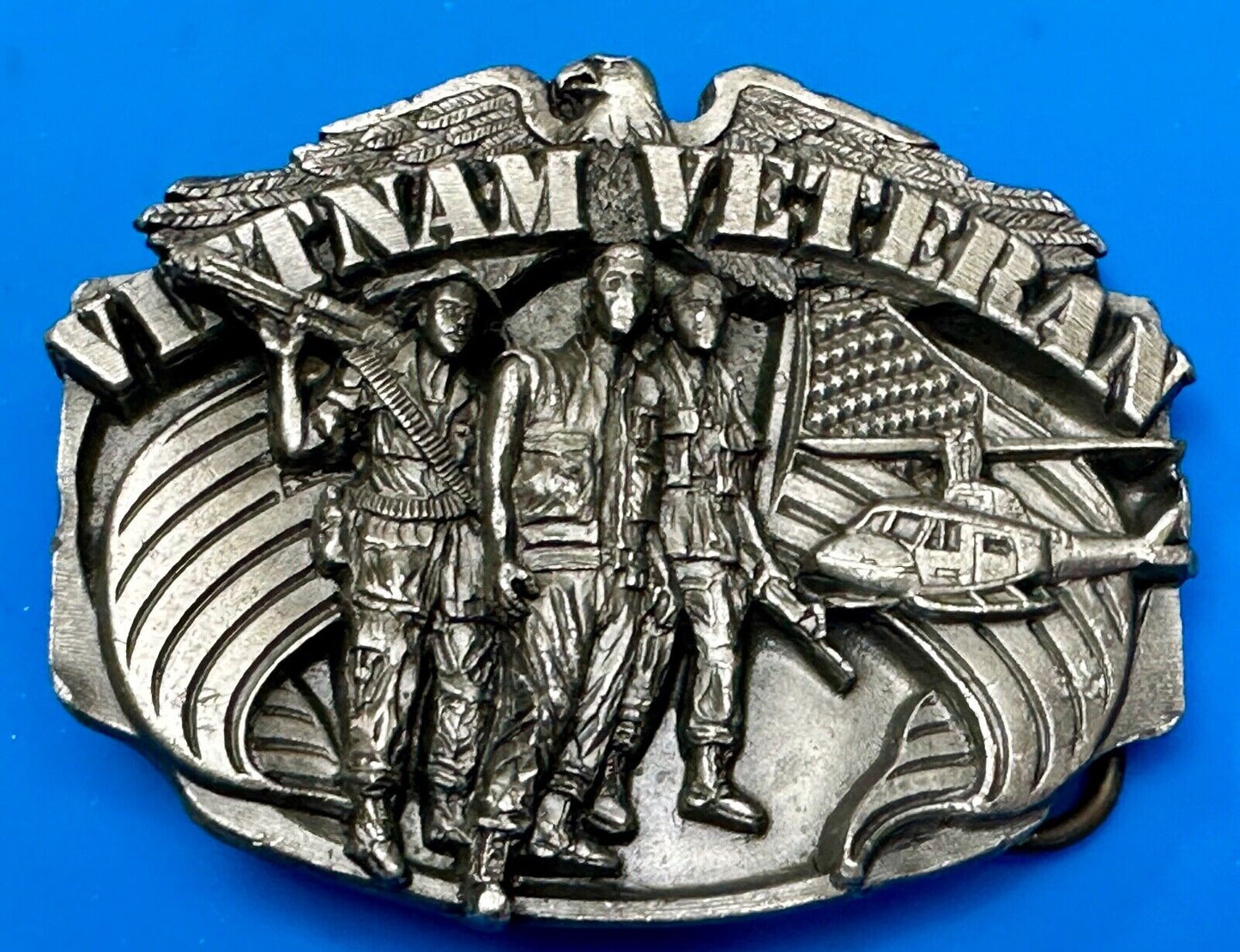 Vietnam Veterans Military Army Hero Vintage 1980's Pewter Siskiyou Belt Buckle