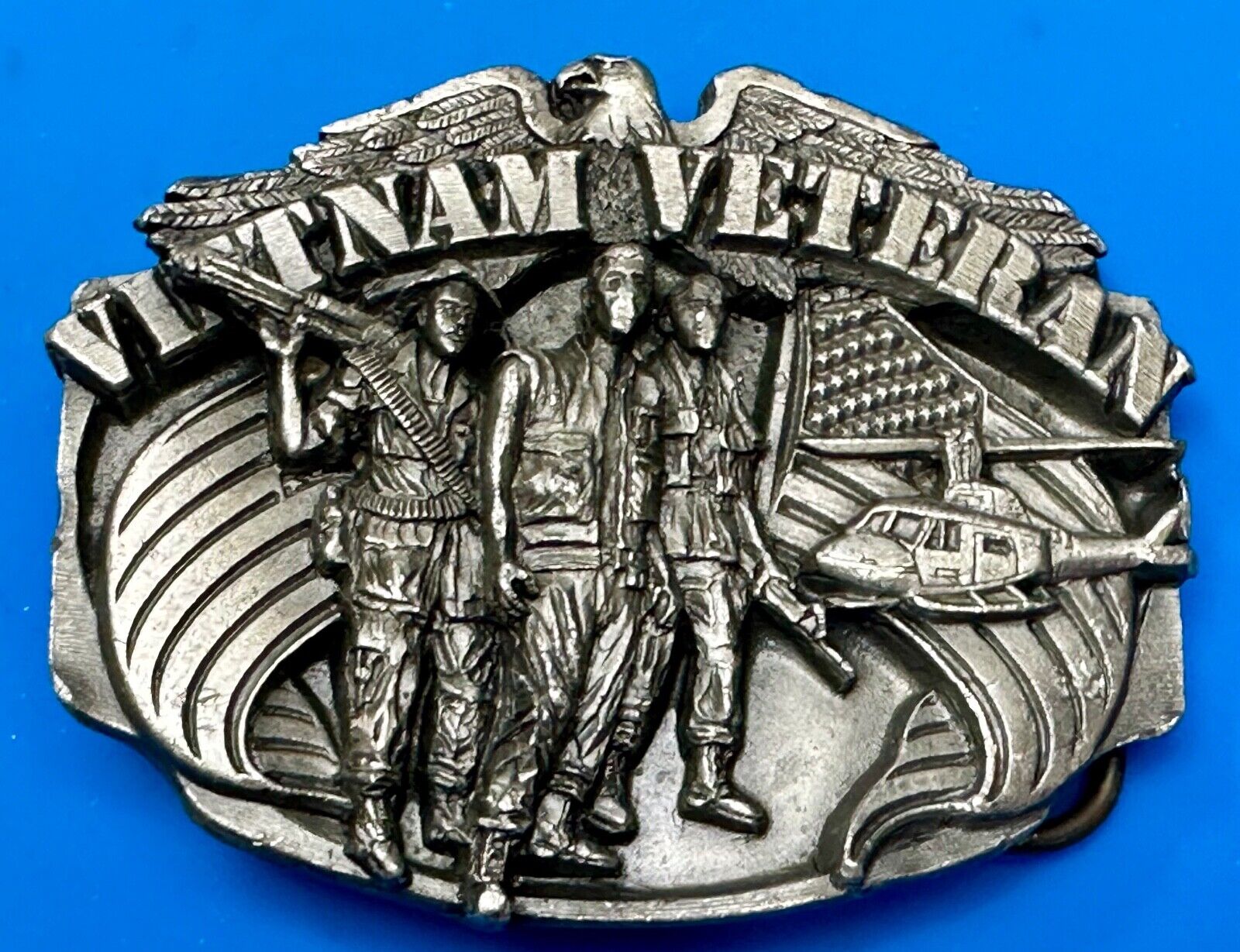 Vietnam Veterans Military Army Hero Vintage 1980's Pewter Siskiyou Belt Buckle