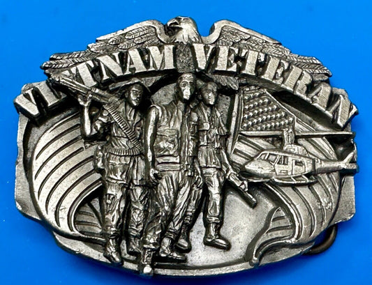 Vietnam Veterans Military Army Hero Vintage 1980's Pewter Siskiyou Belt Buckle
