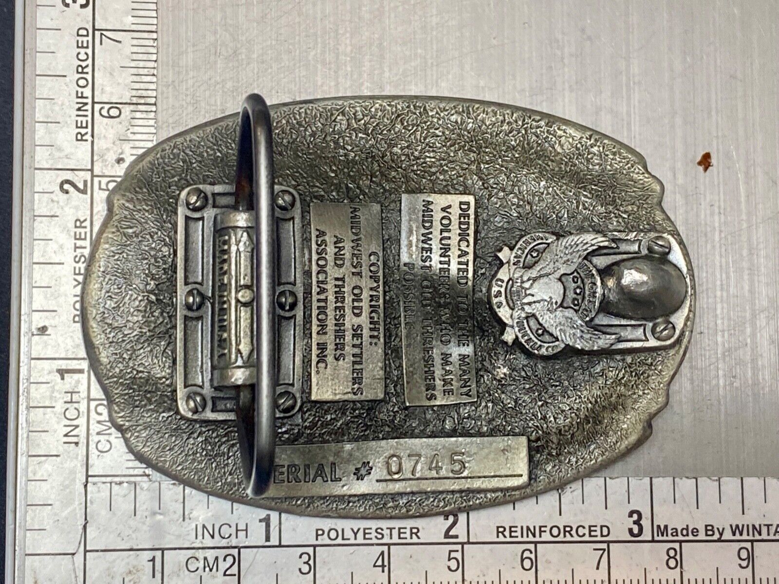 Americas largest Steam show  Midwest Old Settlers and Threshers Assn belt buckle