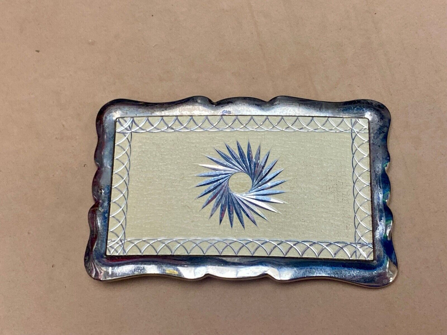 Vintage Etched Star Swirl Burst Pattern Western Rectangular Belt Buckle 