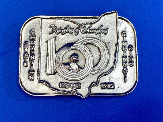 Vintage 1982 Knights Of Columbus 100 Year Celebration Convention Belt Buckle 