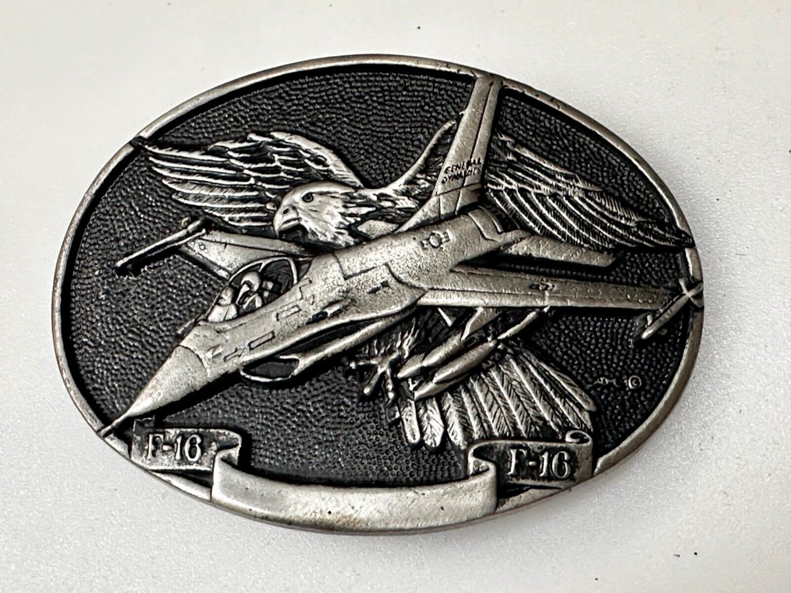USAF F-16 Fighting Falcon Fighter Jet Airplane War Belt Buckle by Rey Okims