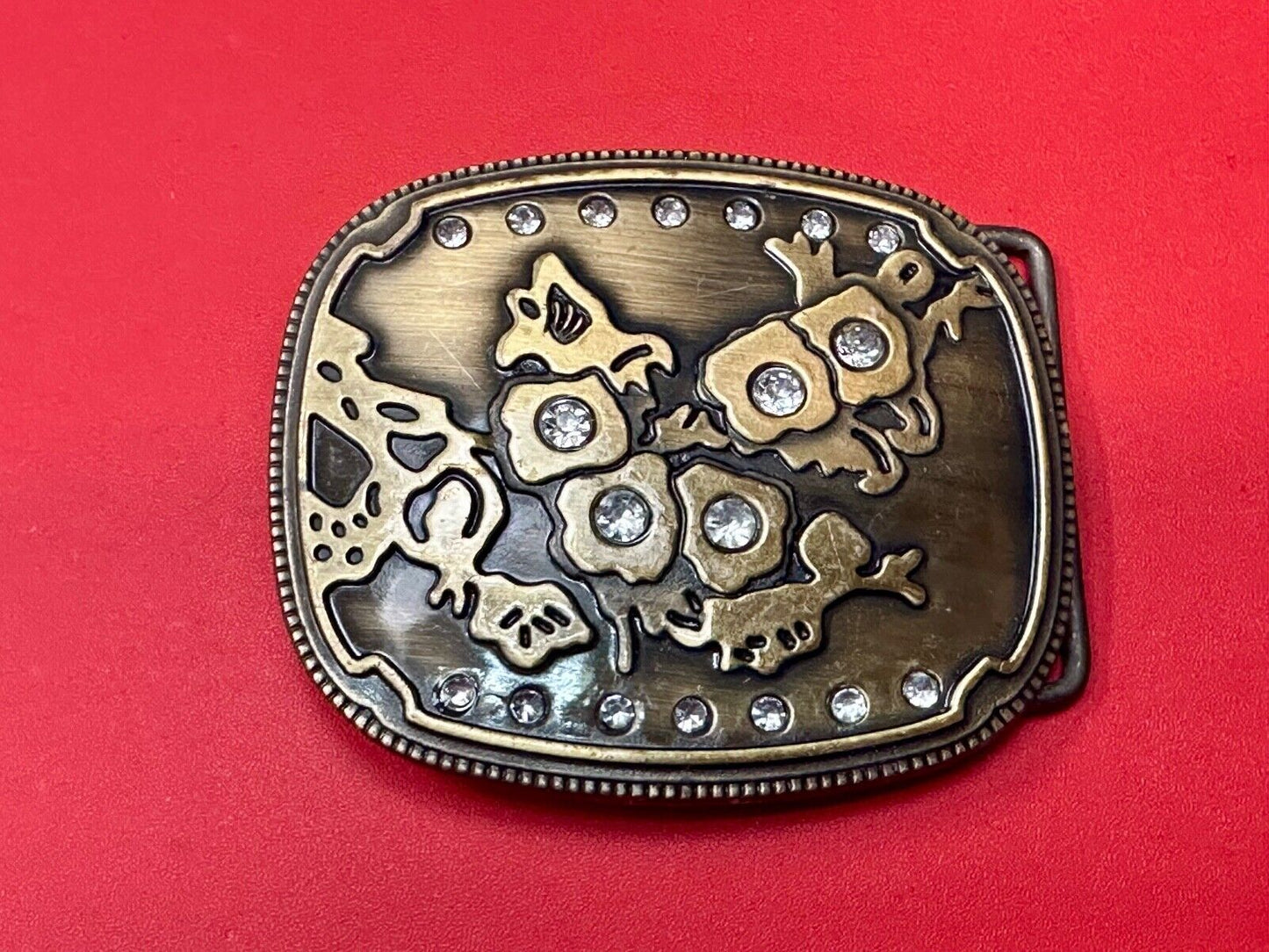 Abstract World MAP globe theme rhinestone accented belt buckle