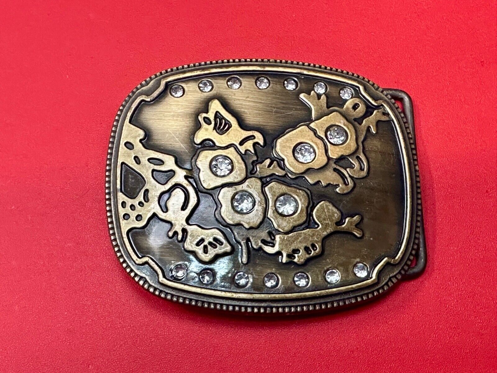 Abstract World MAP globe theme rhinestone accented belt buckle