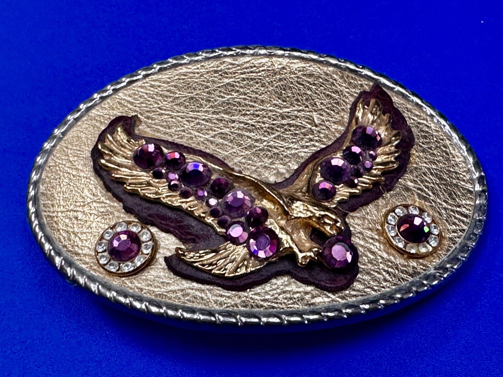 American Eagle Purple Crystal Studded Patriotic Belt Buckle by Michelle Monroe