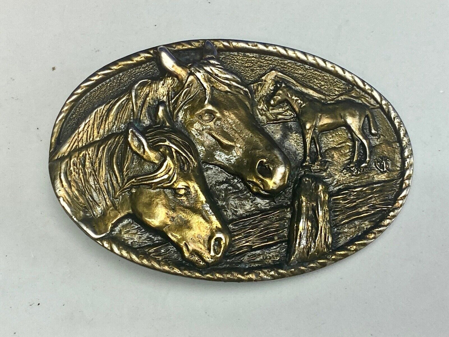 Tribute to the Horse - head, bust profile in western commemorative belt buckle 