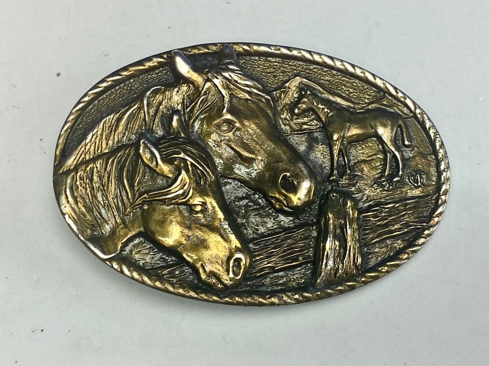Tribute to the Horse - head, bust profile in western commemorative belt buckle 