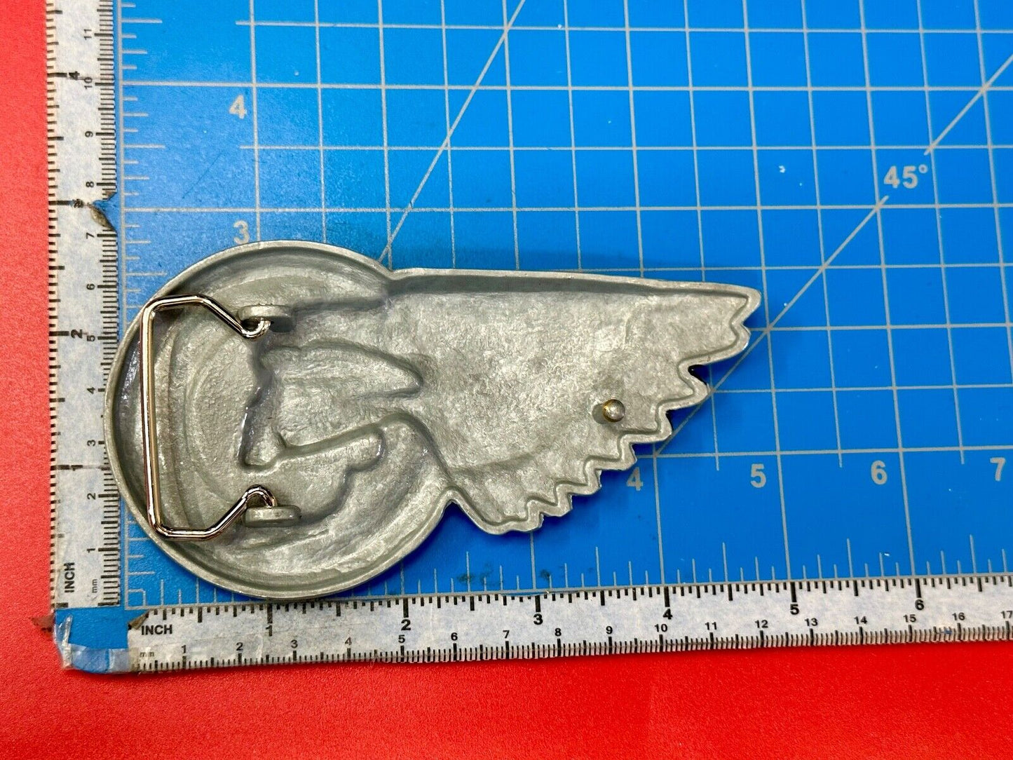 Bikers Skull with Eagle Wing and Motorcycle Wheel figural belt buckle