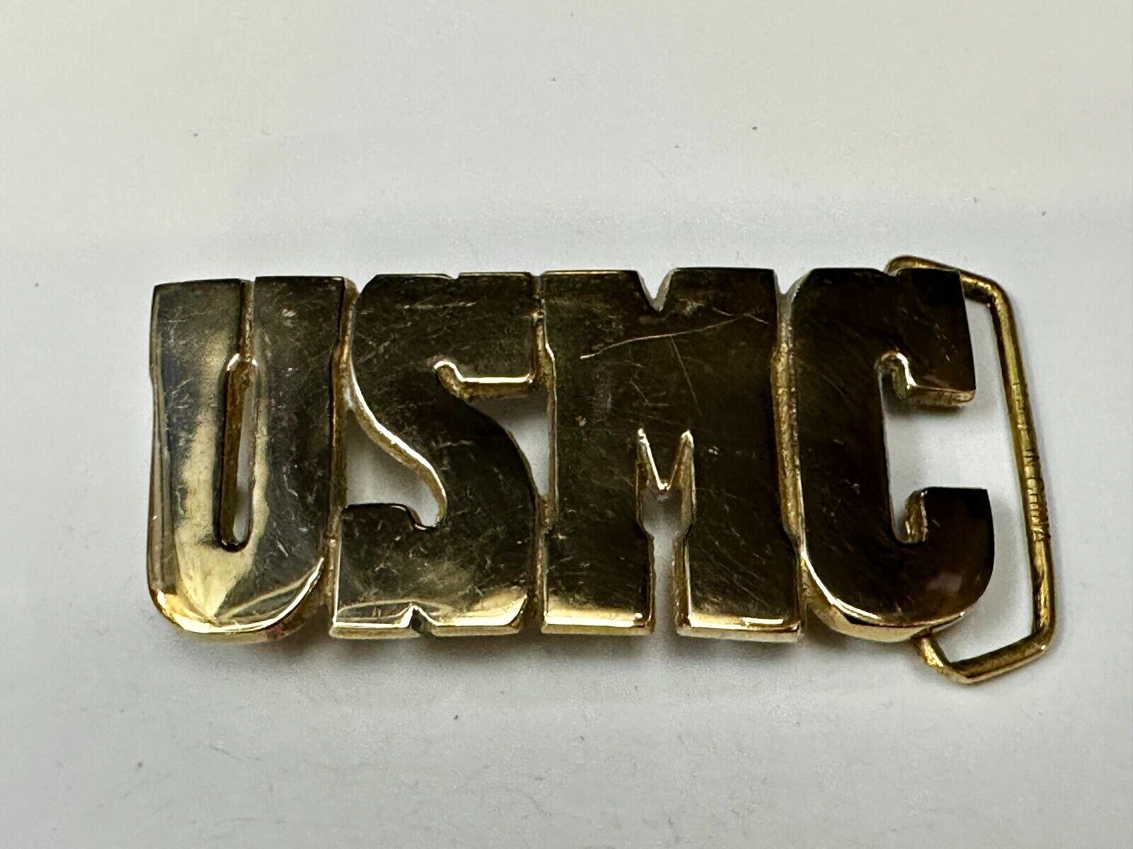 USMC United States Marines Patriotic Block Letter Baron Brass Belt Buckle