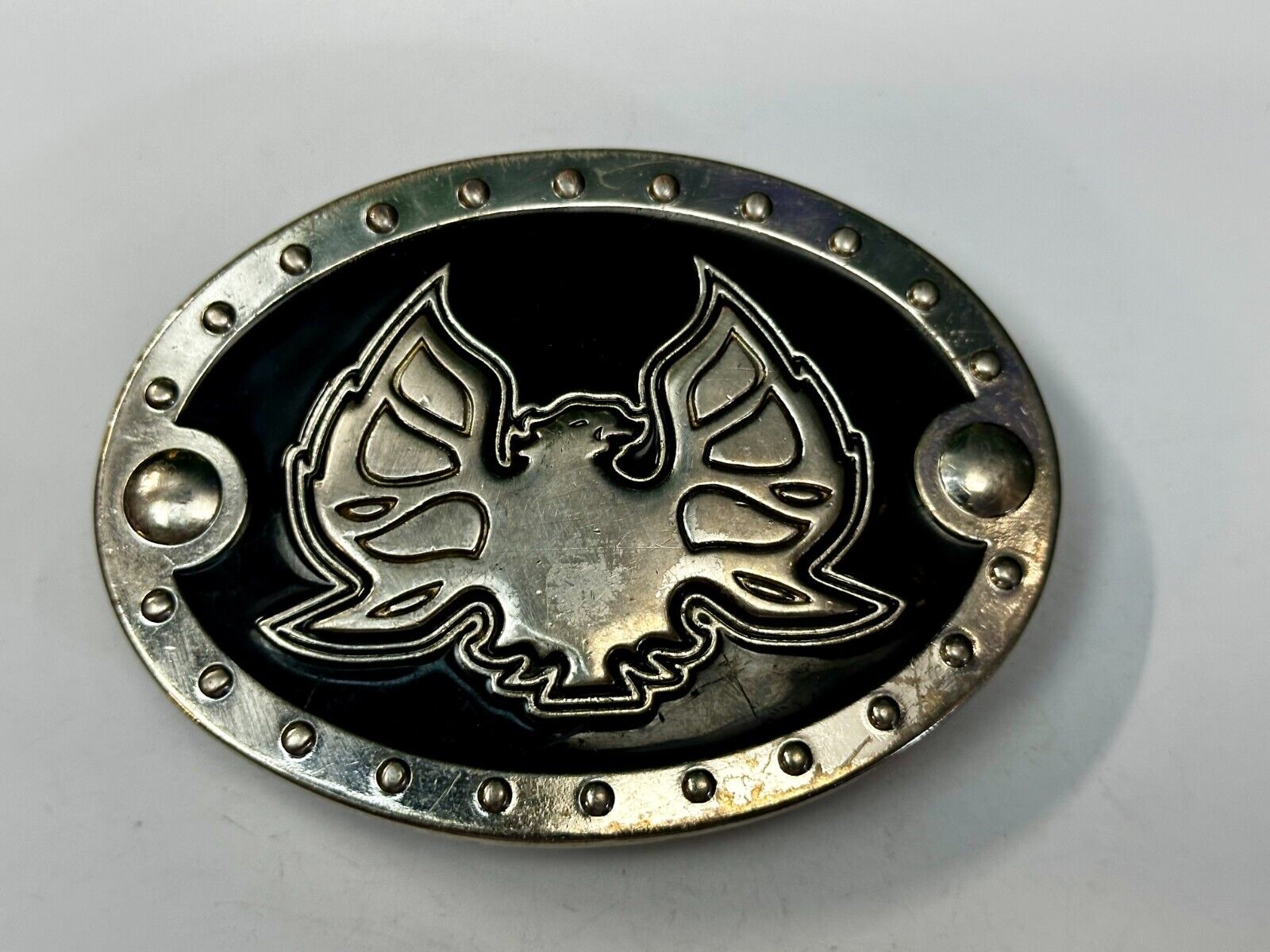 American Pride Flying Patriotic Bald Eagle Studded Oval Belt Buckle