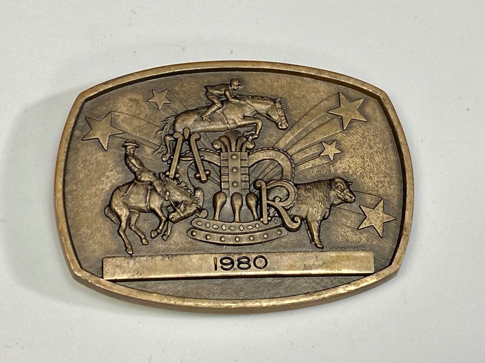 Vintage Horse Jockey Belt Buckle By Jostens 