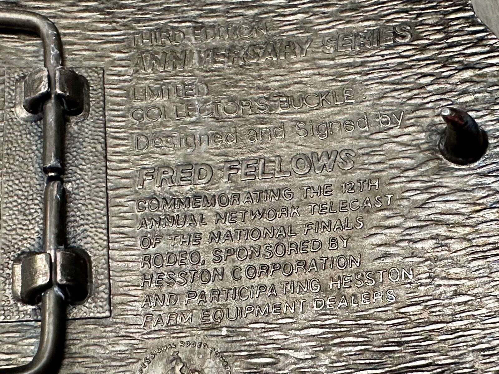 1985 NFR National Finals Rodeo Adult Size belt buckle by Fred Fellows