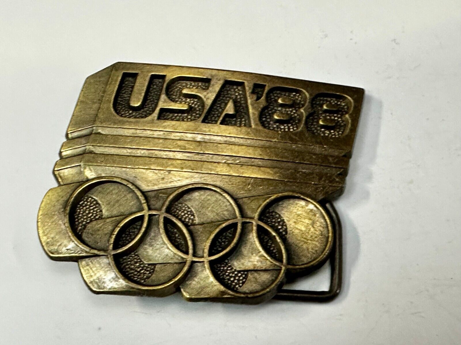 USA 1988 Olympic Games 5 Ring Emblem Commemorative Vintage Belt Buckle