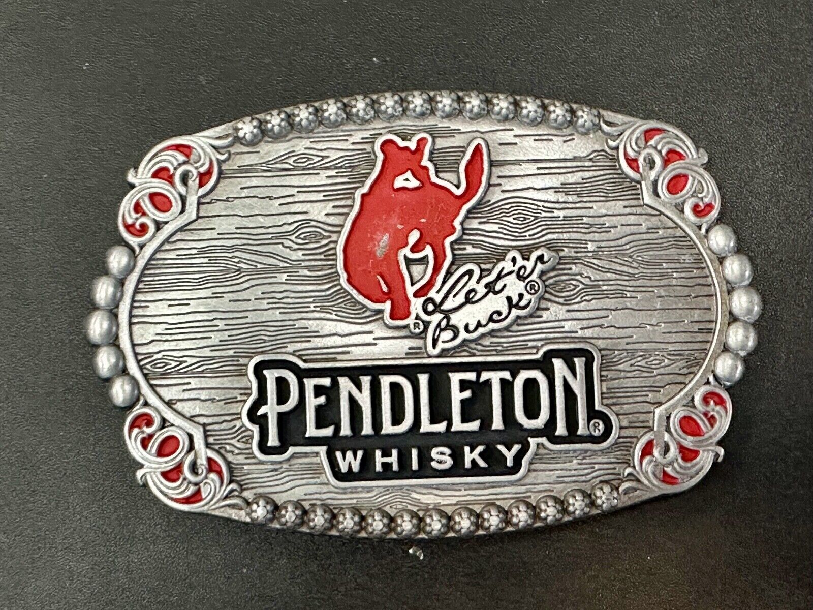 2023 Pendleton Whisky Belt Buckle Montana Silversmiths Let'er Buck Cowboy Rodeo