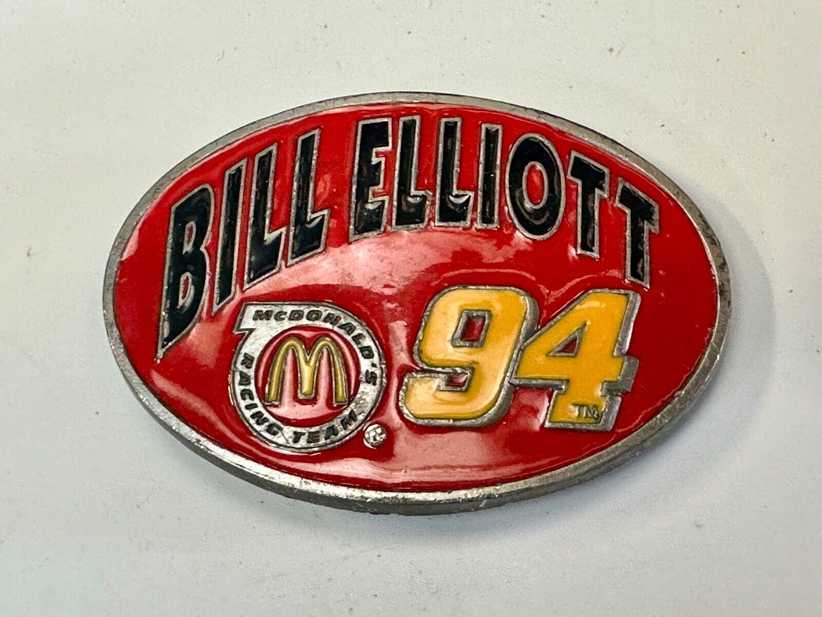 Bill Elliott #94 McDonald's car vintage Nascar race belt buckle N-28