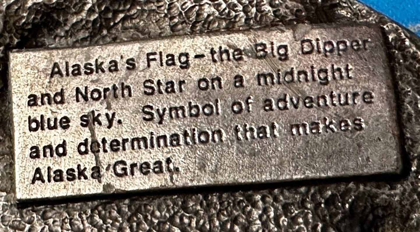 Alaska Flag Commemorative The Great Land Last Frontier State 1980's Belt Buckle
