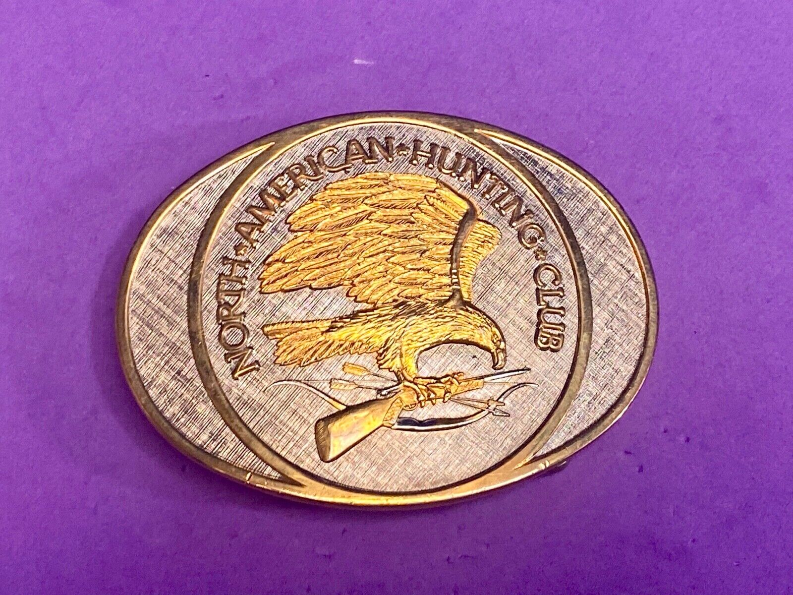 24K Gold / Rhodium Plate!  North American Hunting Club Life Member Belt Buckle