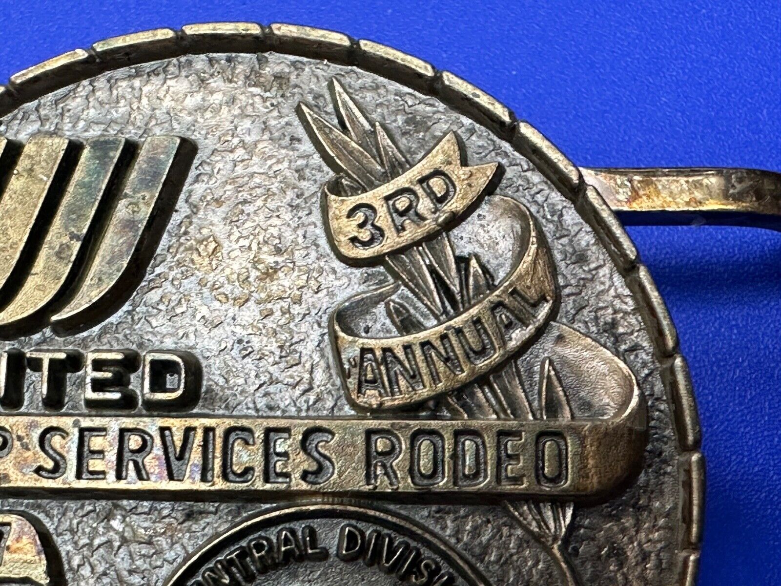 United Airlines Ramp Services Rodeo Central Division 3rd Annual 1977 Belt Buckle