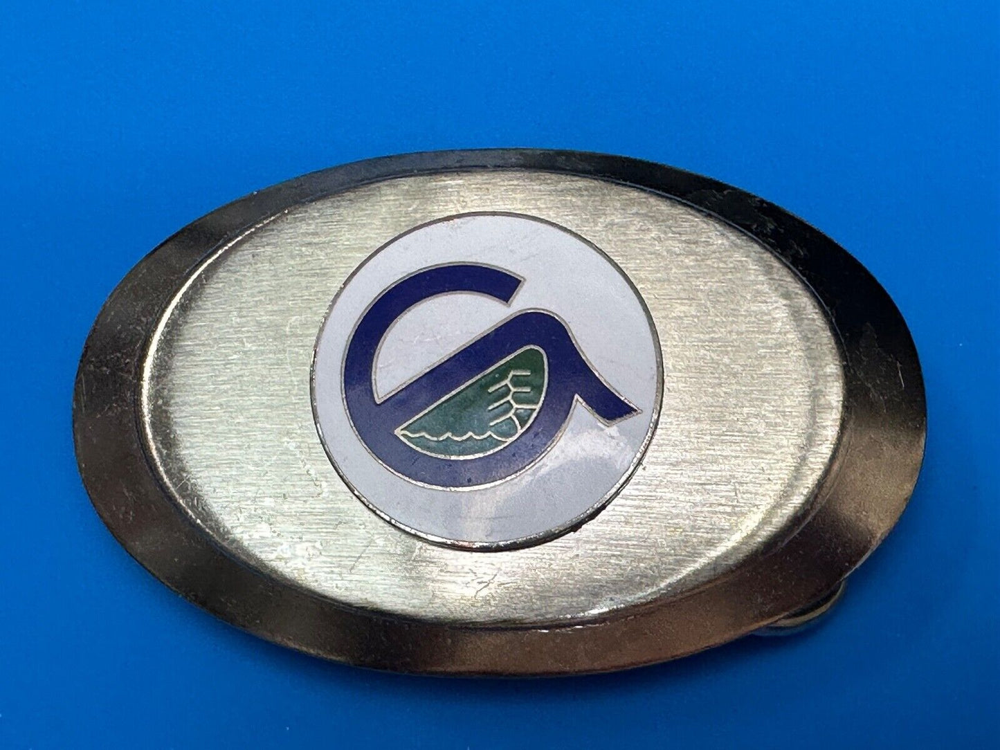 Unknown to me!  Company Sign Logo Vintage Oval Silver Tone Belt Buckle
