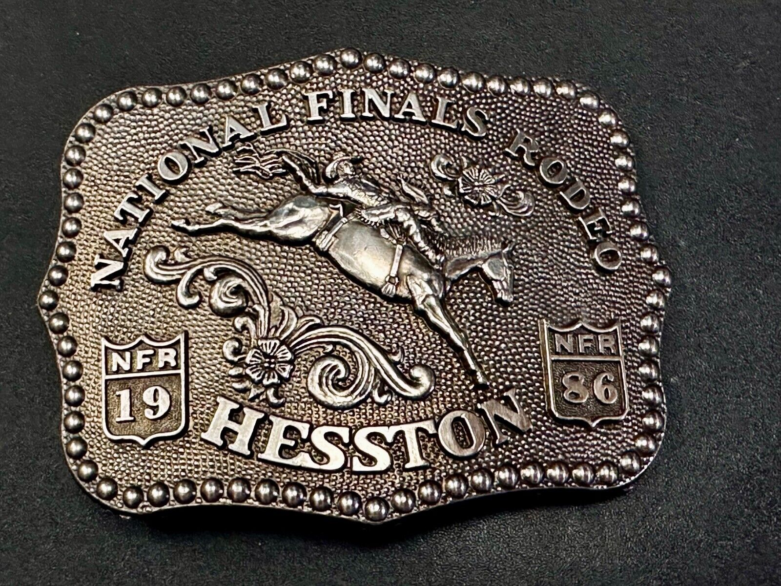 1986 Hesston NFR National Finals Rodeo Cowboys Western Belt Buckle