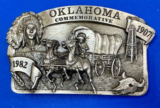 1982 Oklahoma State Commemorative Series limited belt buckle by Arroyo Grande