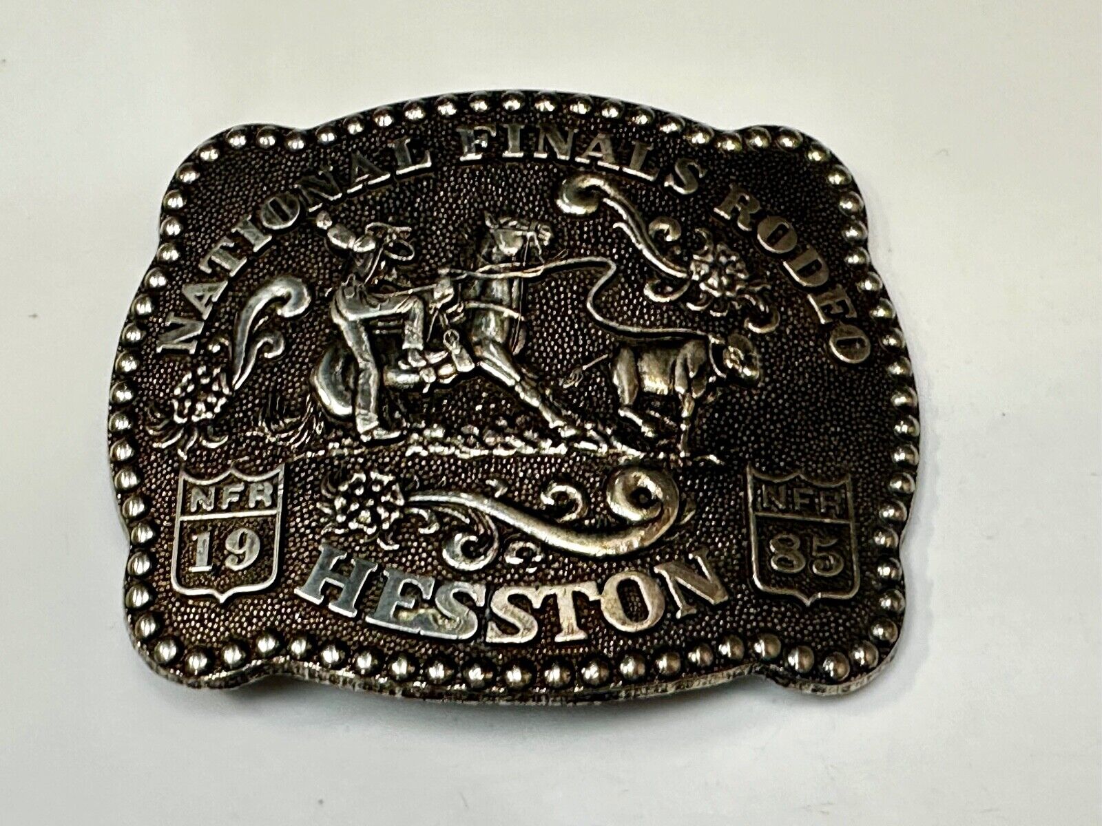 1985 NATIONAL FINALS RODEO NFR NOS ADULT SIZE  Cowboys Collectable Belt Buckle