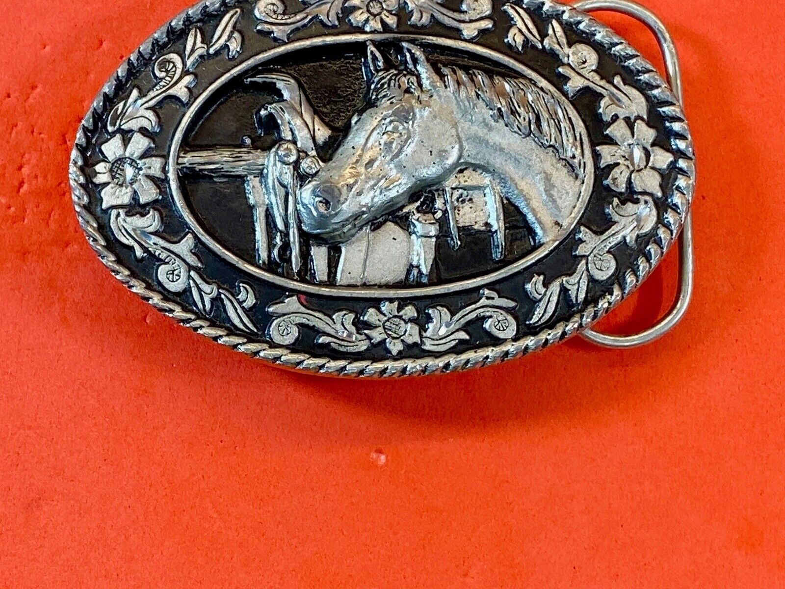 Vintage 1980'S Sw-1 Siskiyou Belt Buckle - Tribute To The Horse 