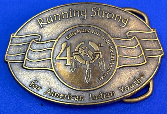 40 years! Native American Indian Youth Running Strong belt buckle