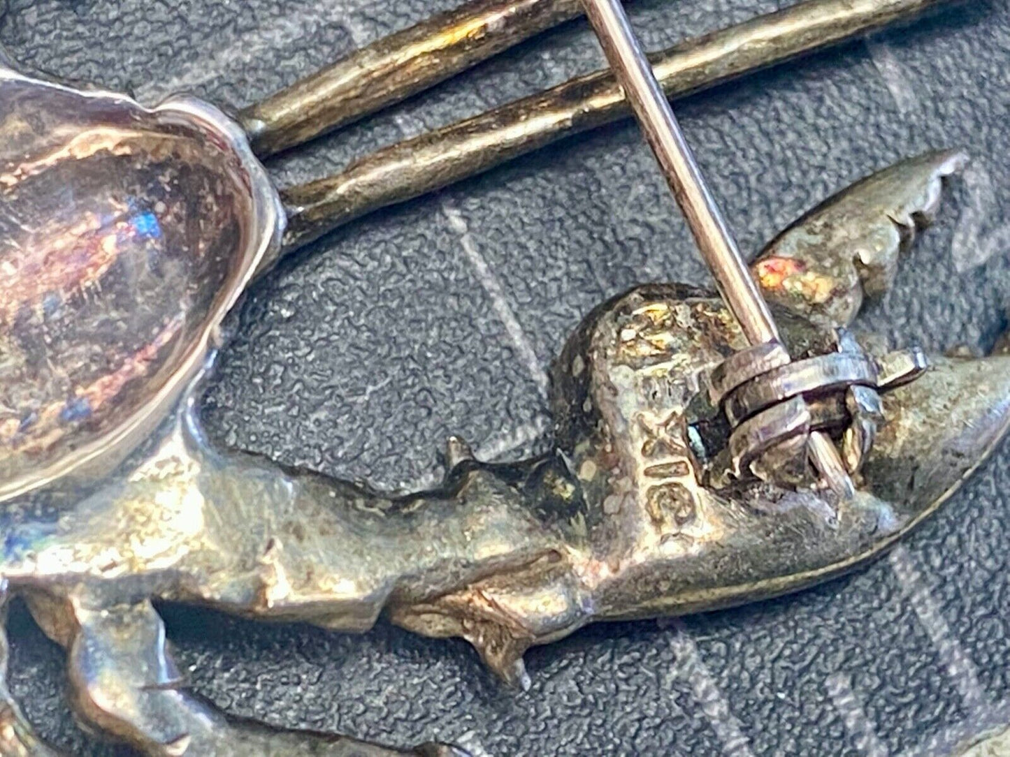 Vintage Lobster 925 Sterling Silver Brooch Pin Mexico Crawfish Cray Crustacean