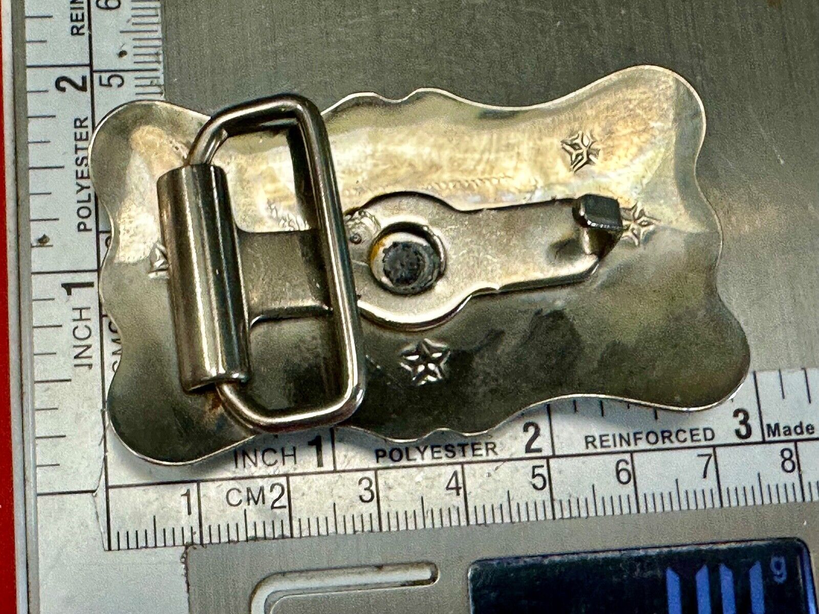 Vintage Cowboy Saddle Bronc western two tone belt buckle  with star accents