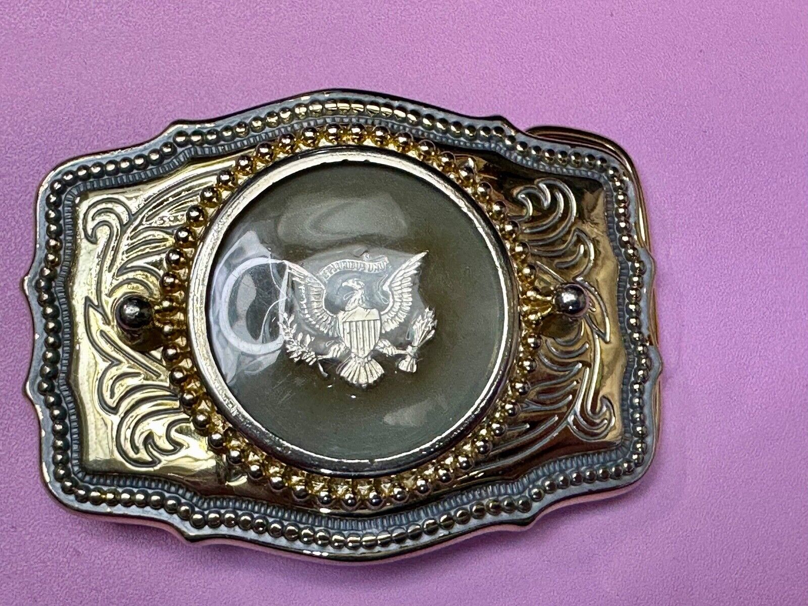 American Flying Bald Eagle USA Crest Multi Colored Western Belt Buckle
