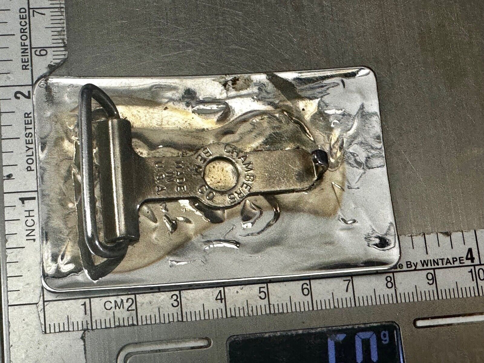 Vintage Chambers Horse Running Mustang nickel silver USA made Belt Buckle