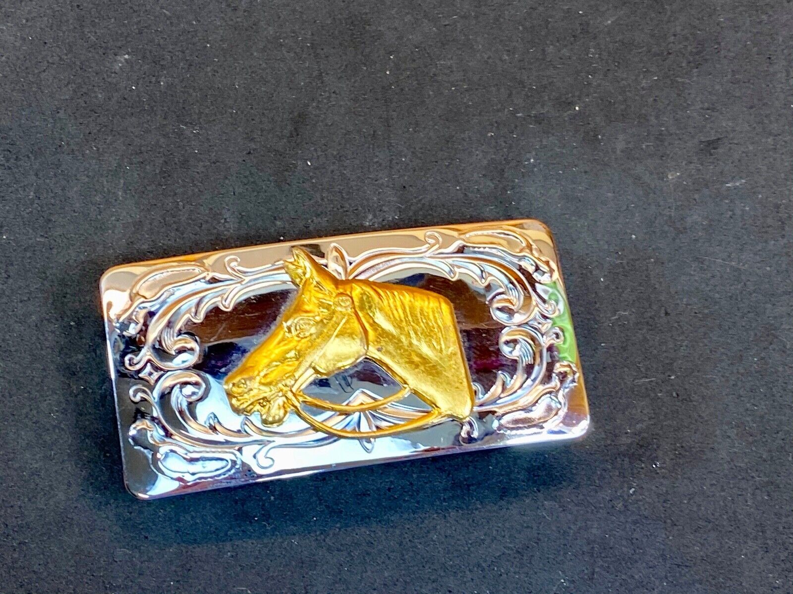 Usa Made Horse Head Bust Mixed Metal Belt Buckle 