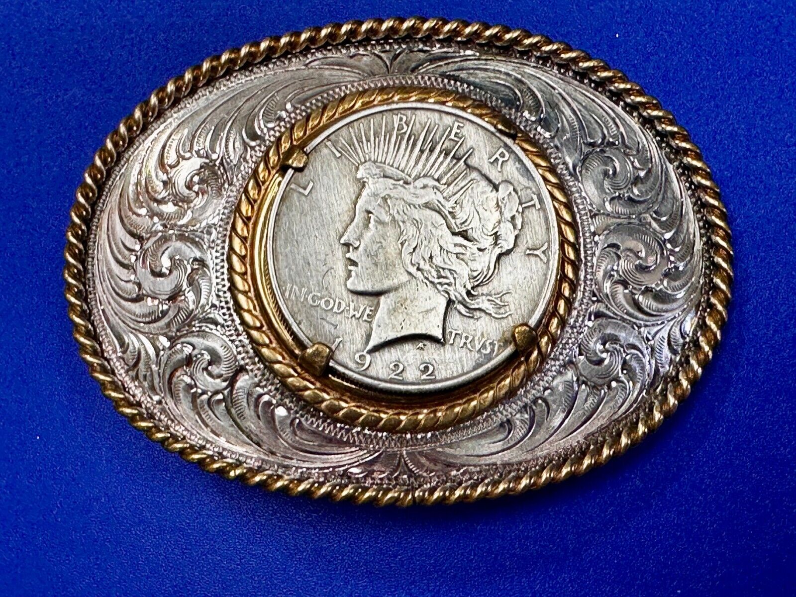 USA Peace Dollar 1922 Liberty Coin Collectors Montana Silversmiths Belt Buckle