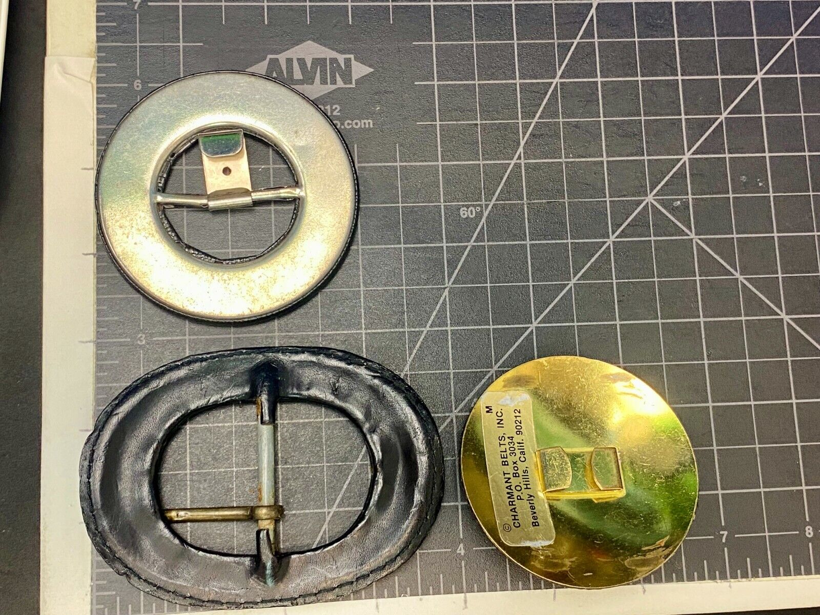 3 Pc Lot Of Black And Gold Tone Scarf Slides Belt Buckle Charmant