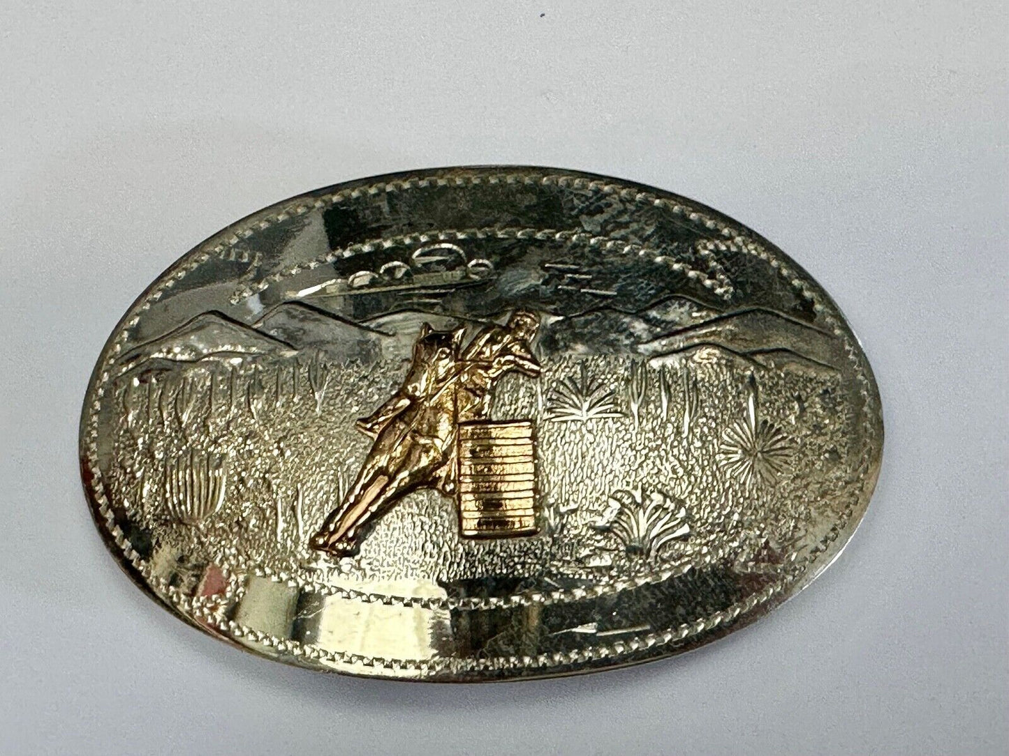 Vintage COMSTOCK CUTTING HORSE Hand Engraved German Silver Belt Buckle
