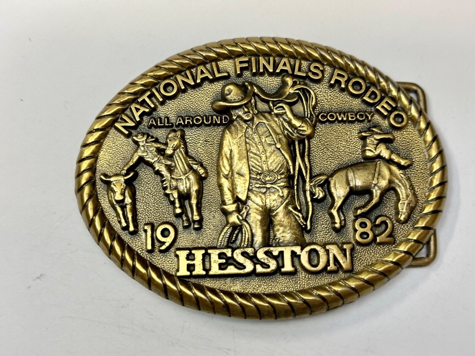 1982 Hesston National Finals Rodeo NFR Collectors Rodeo Cowboy Belt Buckle