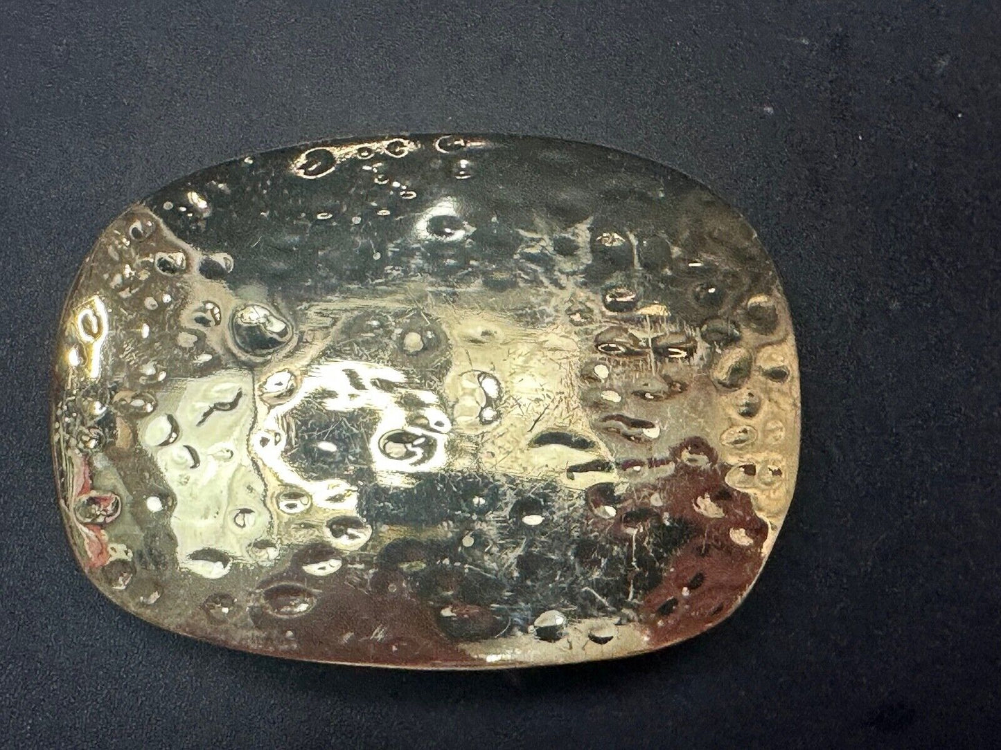 Vintage Hammered Brass Tone artisan Belt Buckle