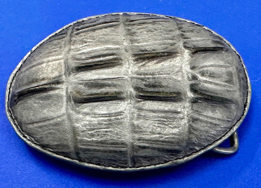 Black Crocodile Tail Skin Design Large Artisan Leather Belt Buckle